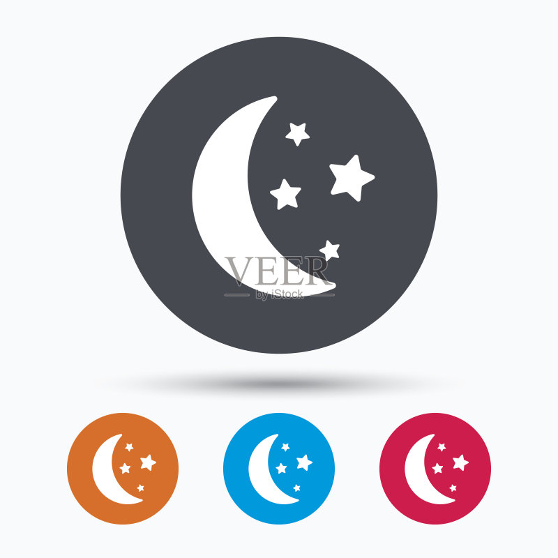 月亮和星星图标,夜间睡眠标志图标素材