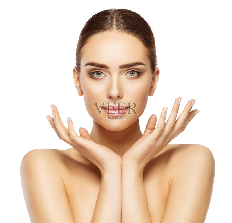 女人脸手美容,护肤化妆,模特化妆正版图片素材