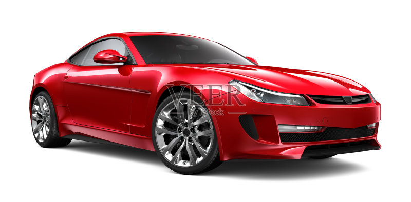 普通的红色汽车孤立在白色上正版图片素材