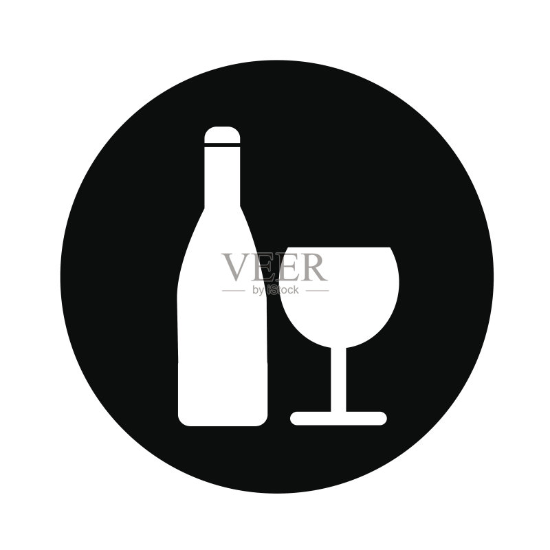 葡萄酒杯与酒瓶图标设计图标素材