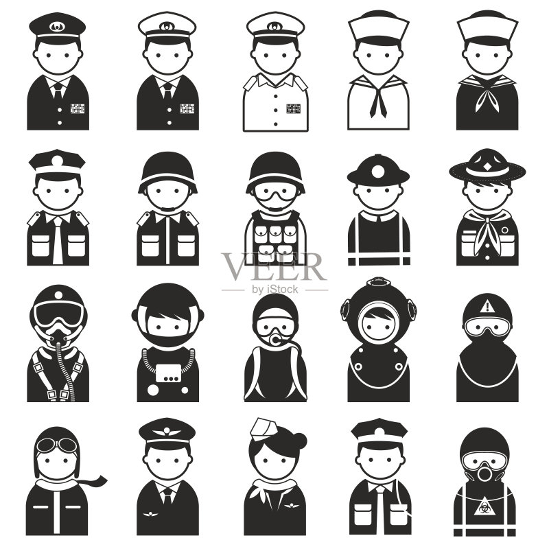 代表不同职业的卡通男人图标图标素材