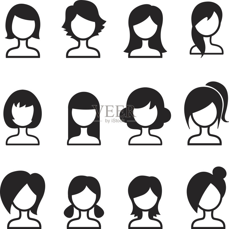 女性发型图标合集图标素材
