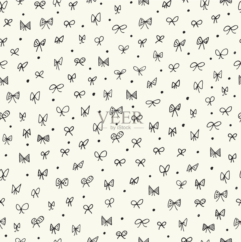 无缝图案带蝴蝶结正版元素素材