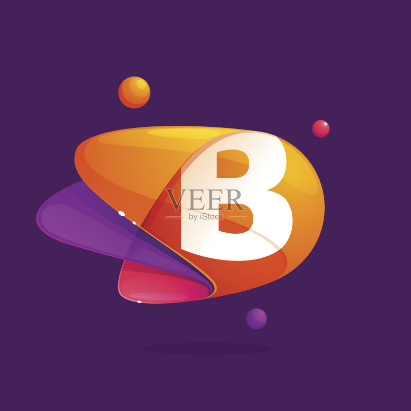 具有原子轨道彩色图标的字母B图标素材