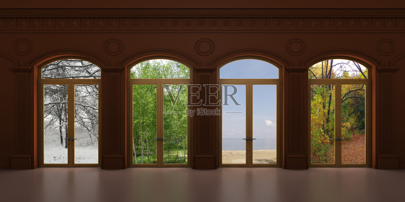 四扇拱形门正版图片素材