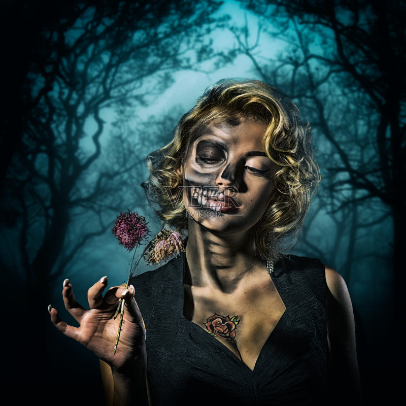万圣节形象-女性肖像正版图片素材
