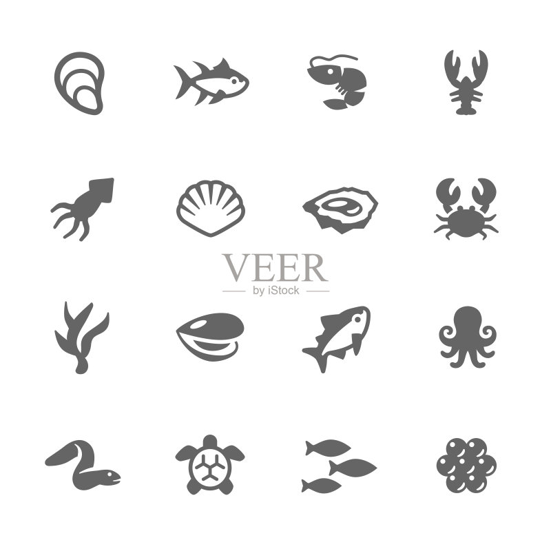 简单的海鲜图标正版元素素材