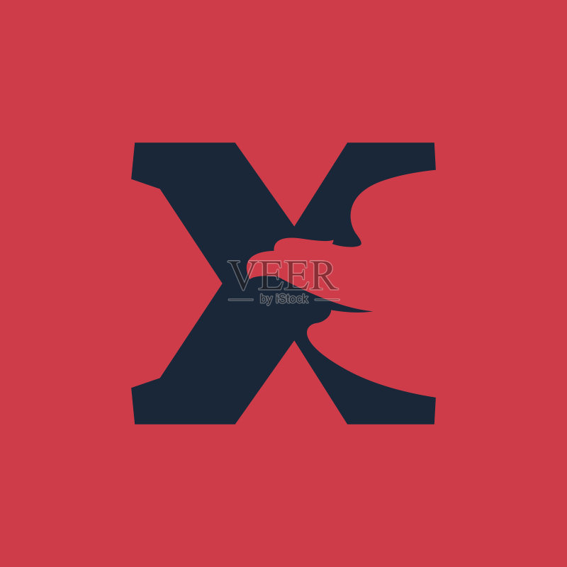 X字母图标与雄鹰负空间图标素材