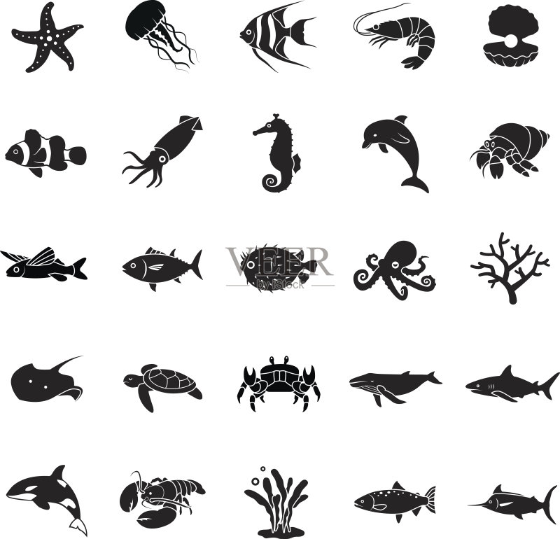 海洋生物矢量图标图标素材