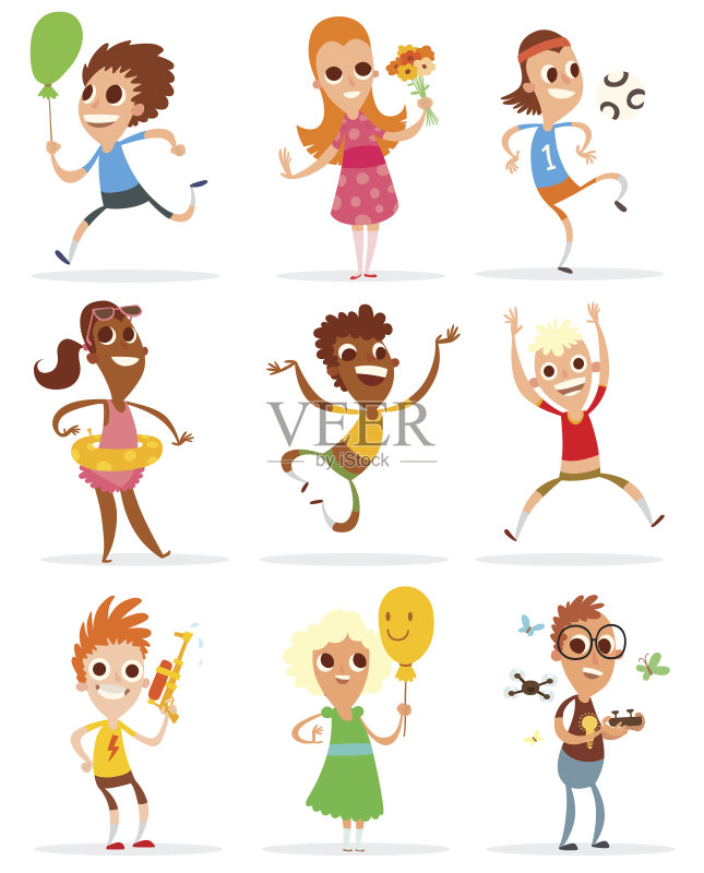 夏季儿童套装正版插画素材