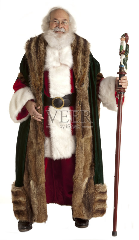 旧世界的圣诞老人绿袍,孤立在白色。XL正版图片素材