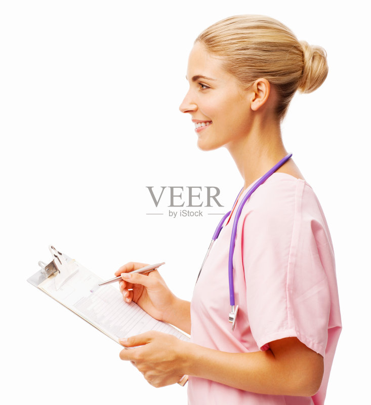 手持剪贴板的女护士正版图片素材