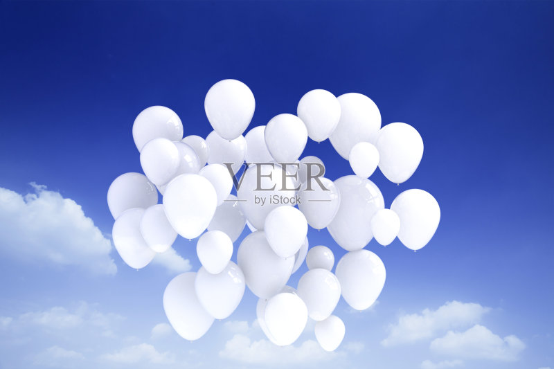 空中的白色气球正版图片素材