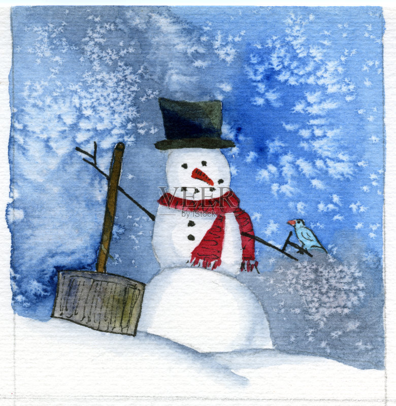 雪人在大礼帽插图正版元素素材