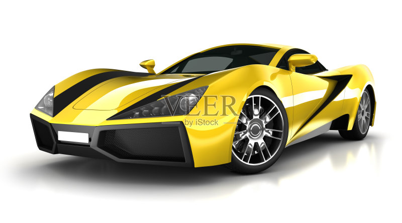 跑车在工作室-孤立的白色/剪辑路径正版图片素材