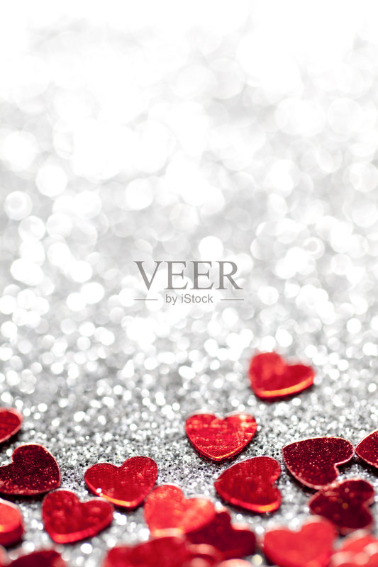 散焦的灯光闪耀的心-情人节的爱正版图片素材