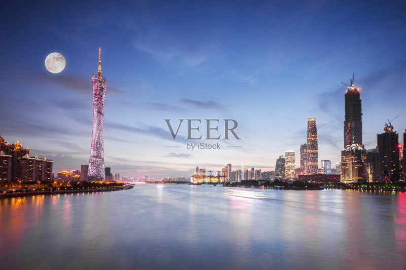 月夜中的广州CBD正版图片素材