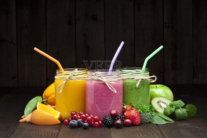 混合水果冰沙正版图片素材