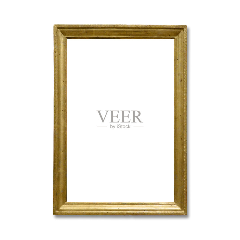 金色复古框架孤立在白色背景(剪辑路径)正版图片素材