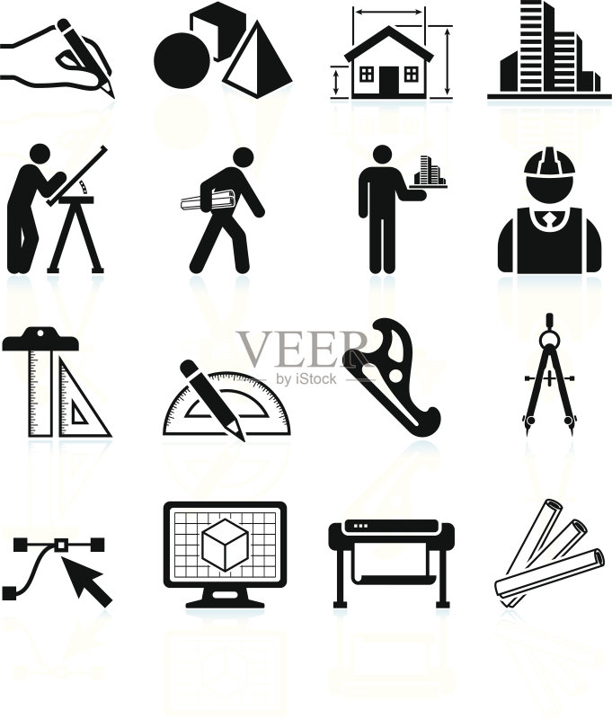 黑白建筑图标素材图标素材