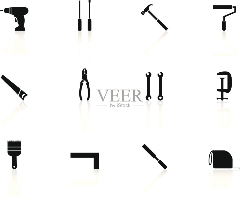 黑白图标 - 工作工具图标素材