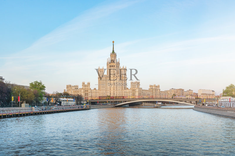 斯大林七姐妹摩天楼莫斯科河俄罗斯正版图片素材