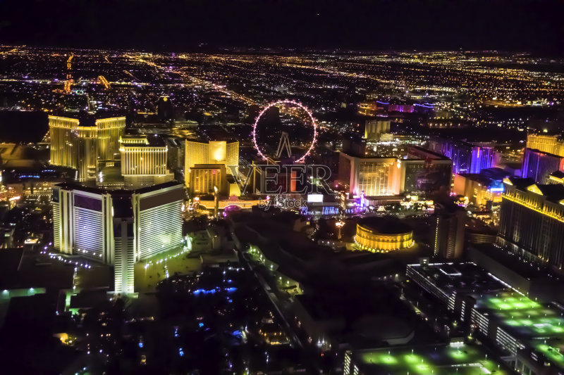 拉斯维加斯的晚间天线正版图片素材