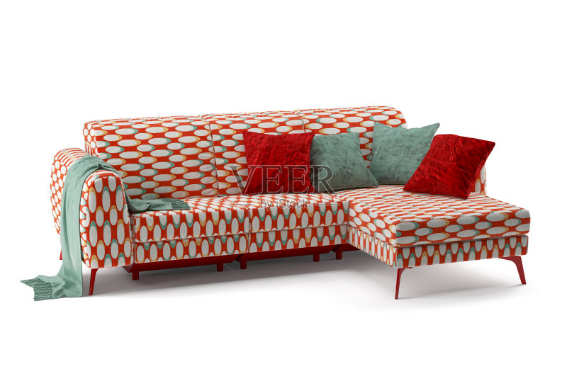 沙发(复古打印)孤立在白色背景正版图片素材