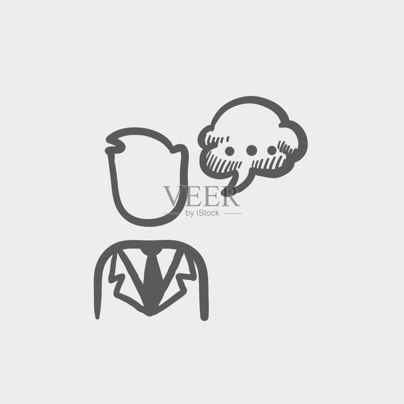 带有语音气泡素描图标的男人图标素材