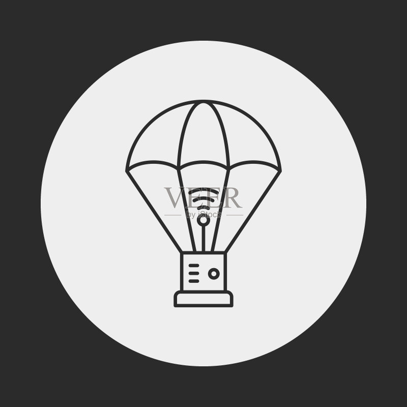 热气球线条图标图标素材