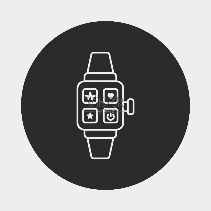 运动手表线性图标图标素材