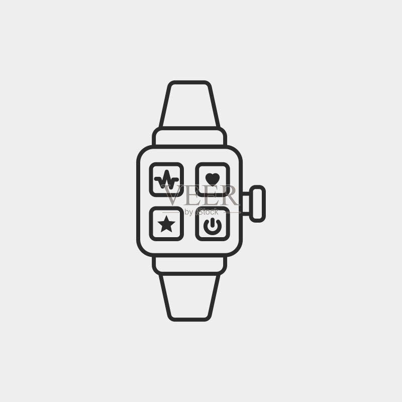 运动手表线性图标图标素材