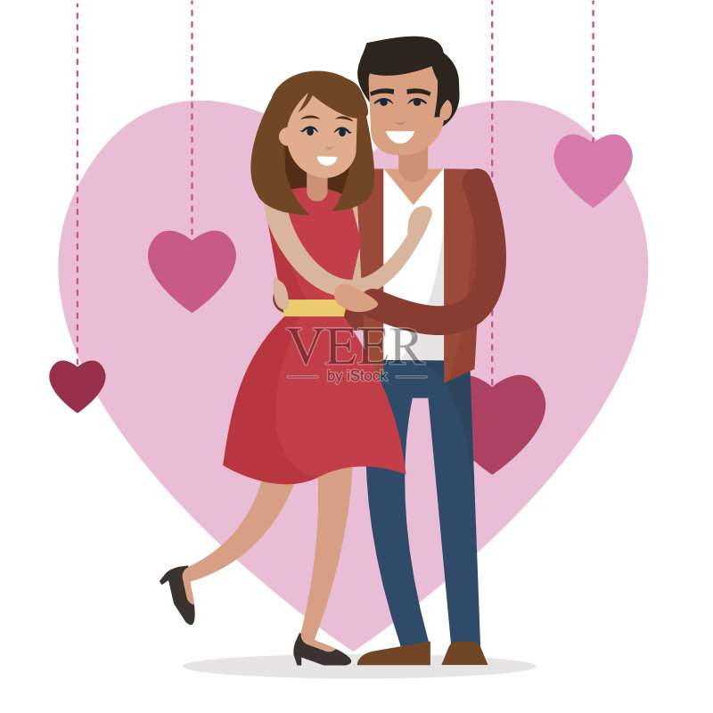 爱的夫妇与礼物。正版插画素材