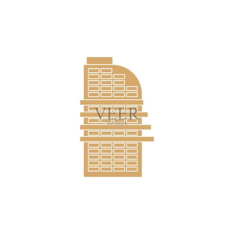 独立办公楼:城市建筑标志,白色背景上的商业结构,建筑图标图标素材