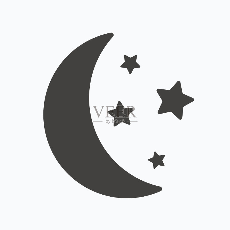 月亮和星星图标,夜间睡眠标志图标素材