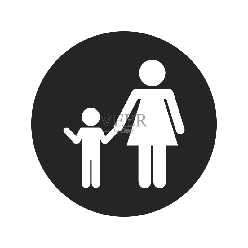 母子剪影隔离图标图标素材