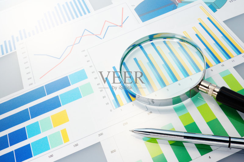 图形,放大镜和钢笔。正版图片素材