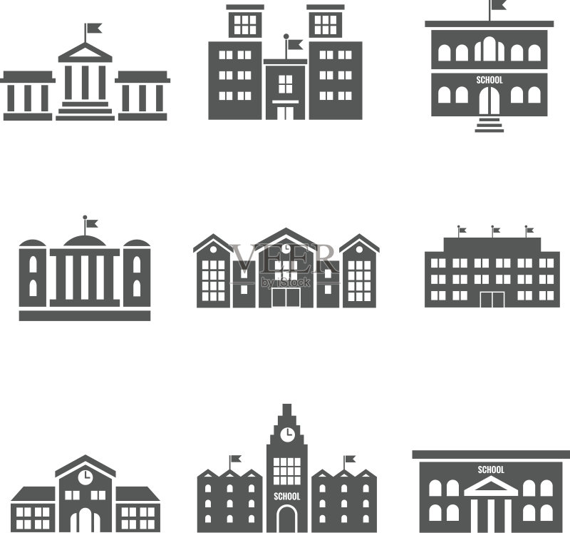 学校建筑矢量图标图标素材