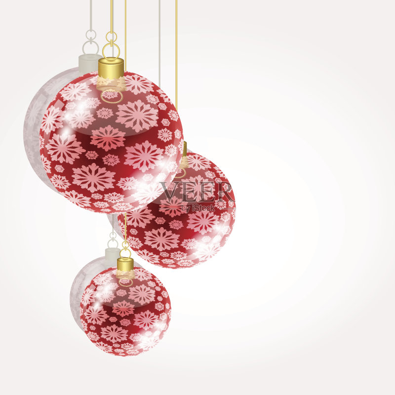 圣诞球在金色的弦光背景正版插画素材