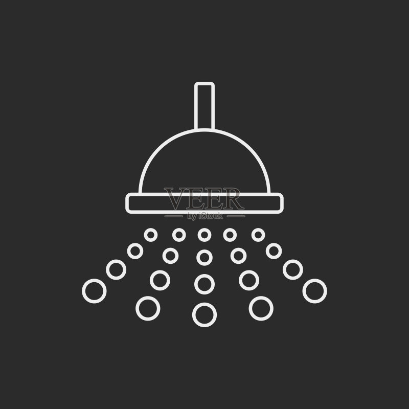 淋浴喷头线性图标图标素材