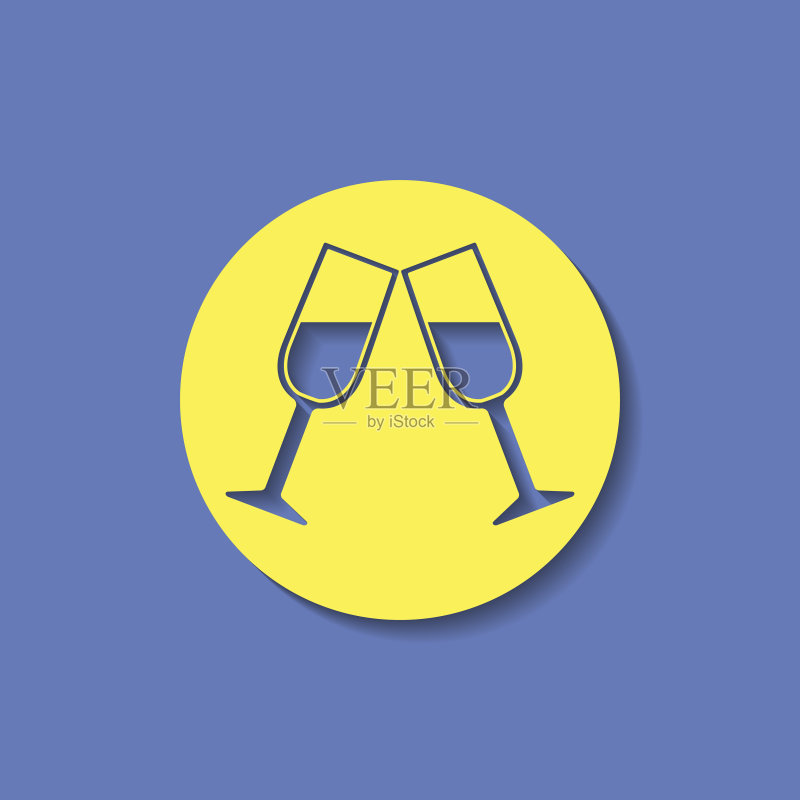 两杯葡萄酒或香槟图标图标素材