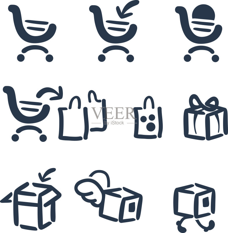 购物和配送图标集图标素材
