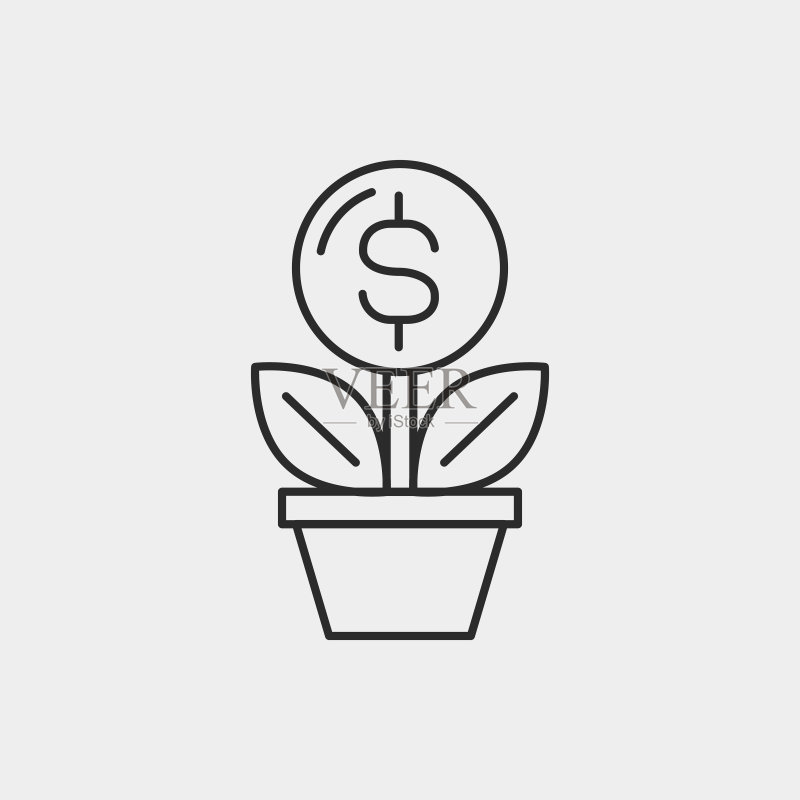 金融货币符号线性图标图标素材