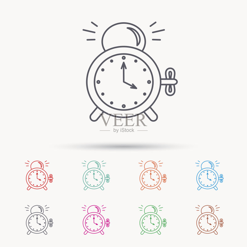 闹钟图标:机械复古时间标志图标素材