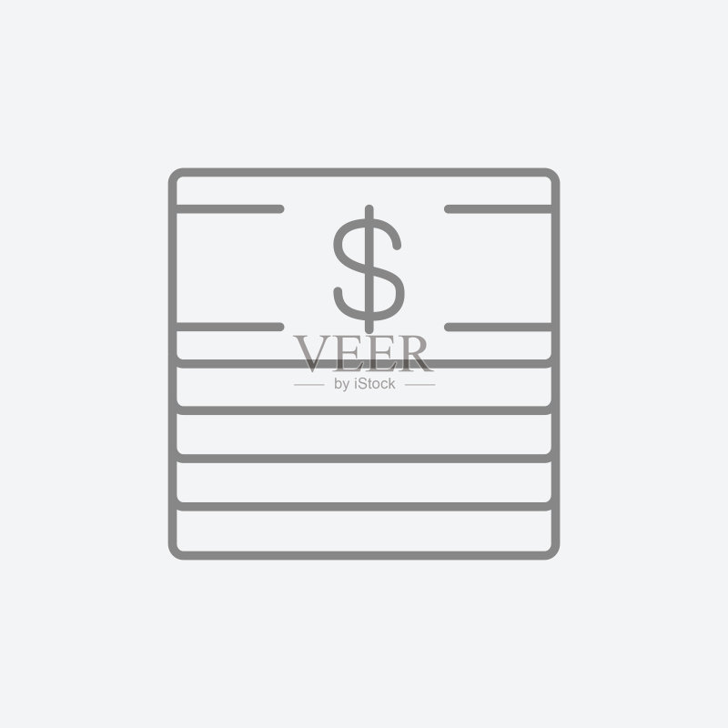 一叠美元钞票线条图标图标素材