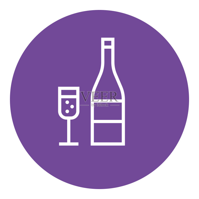 香槟酒瓶和酒杯线条图标图标素材