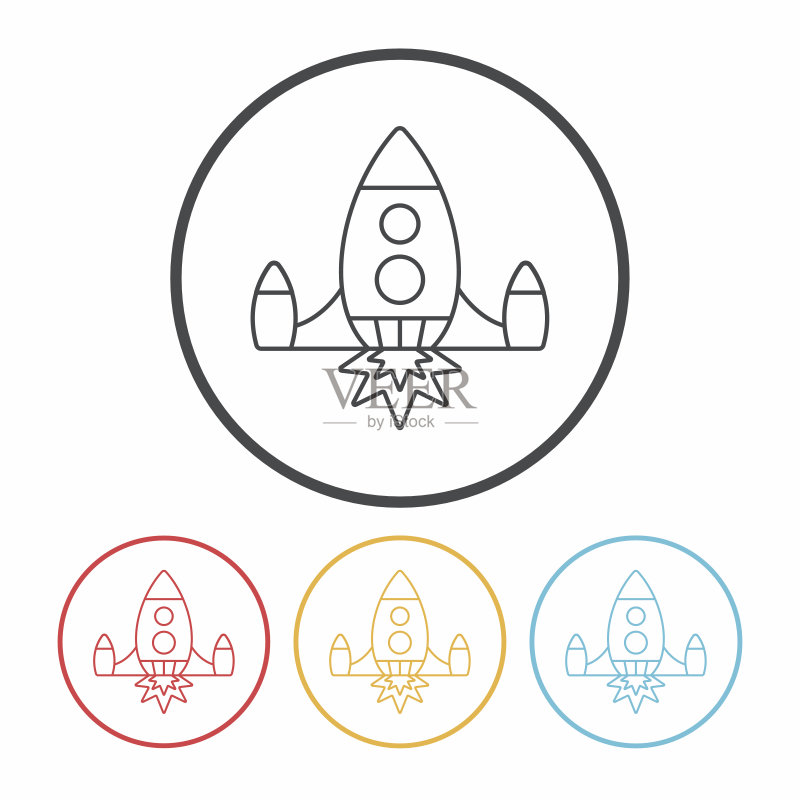 宇宙飞船线性图标图标素材