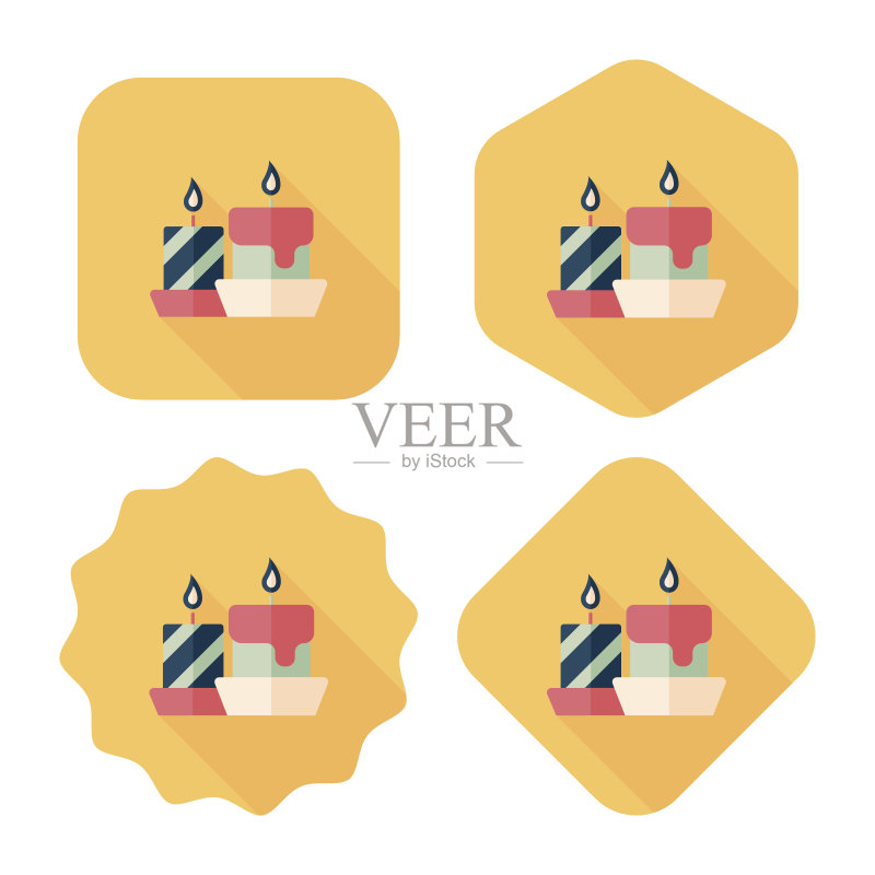 圣诞蜡烛平与长影子的图标,eps10图标素材