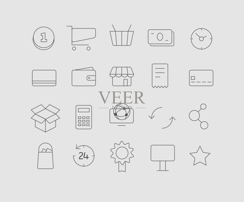 不同的现代媒体Web应用程序图标集合,矢量剪贴画图标素材