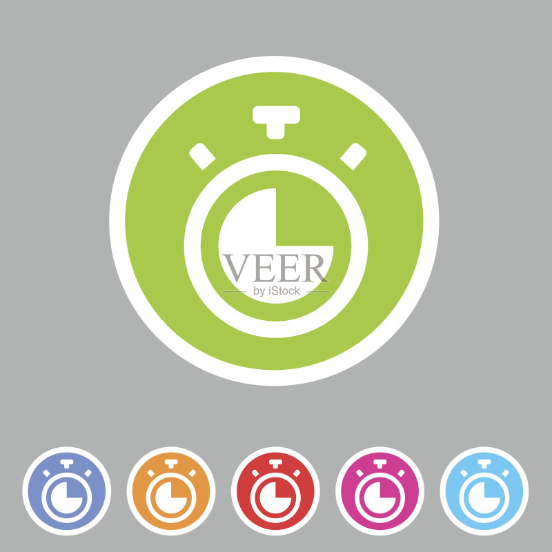 计时器、秒表时钟图标扁平化Web标志符号标签图标素材